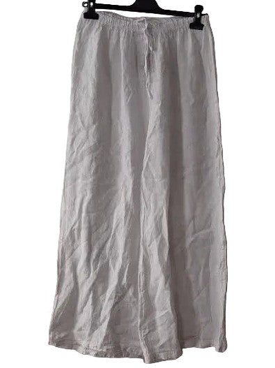 Pants White Linen Wide Leg Draw String Breeze Women's One Size 19169