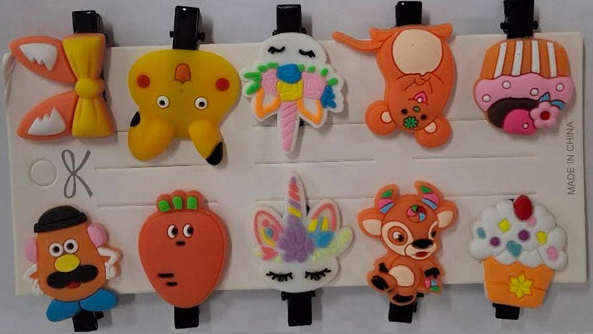 Barrettes/Hair Clips Animal Faces 10Pc Children's RTFCB

1.5"