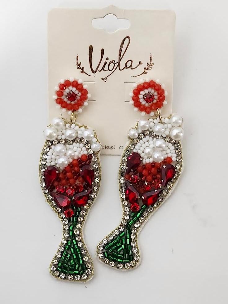 Earing's  Christmas Wine Glass Red/White/Green RT135690RDGR 