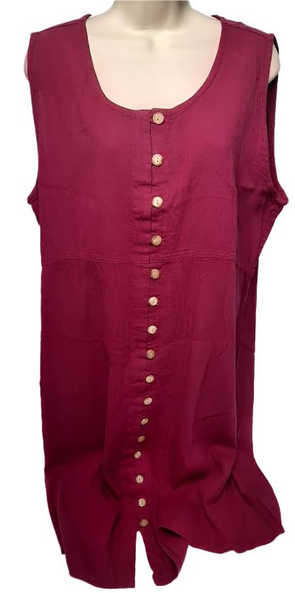 Dress-Button Front-Sleeveless-Fuscia Flower-Women's-S0612 