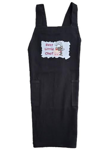 Child's Apron 2 Pkt Black Best Little Chef