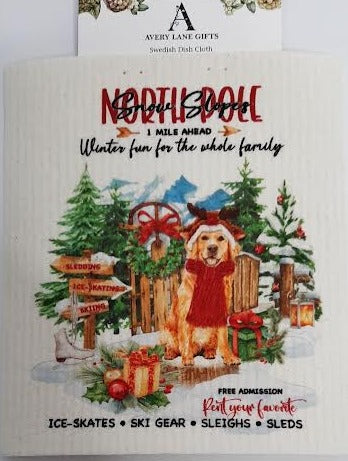 Dish Cloth - Christmas Snow Slopes North Pole 