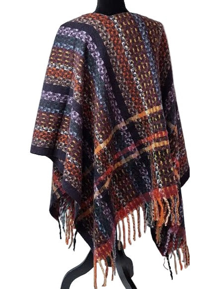 Wrap Pattern Loop Through /Fringe Knit Multi Purple Sh-4316PU