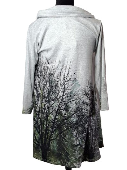 Shirt Pullover Long Ruffle Neck Grey Forest Long Sleeve&nbsp; Women's&nbsp; H3973R561