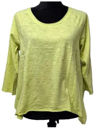 Tee Shirt Lush Pear Scoop Neck Curve Hem 3/4 Sleeve Women's 41G-A6058