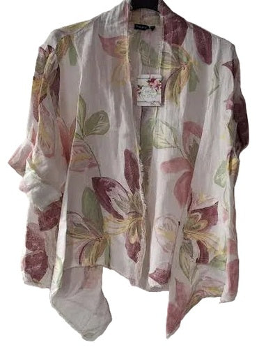Marisima-Top Cardigan White Floral&nbsp; &nbsp;Women's One Size 14199W