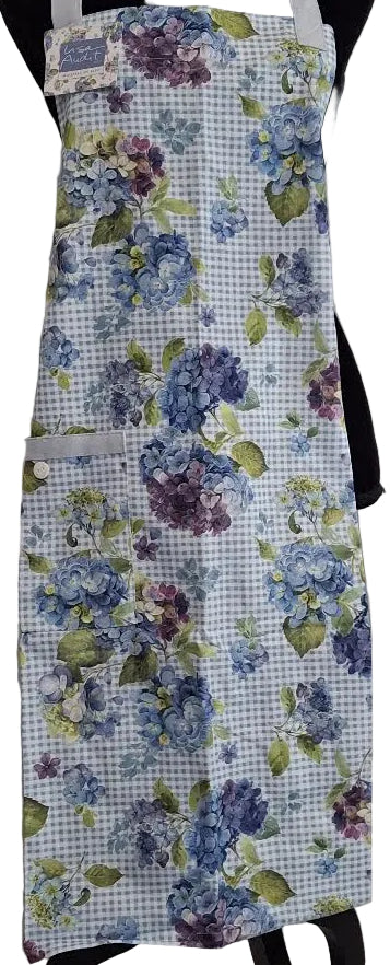 Apron Adult Blue /White Floral Women's R8601