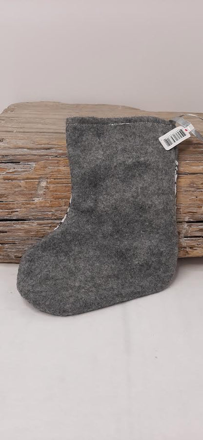 Christmas Stocking - Grey/White knit -6X8" 