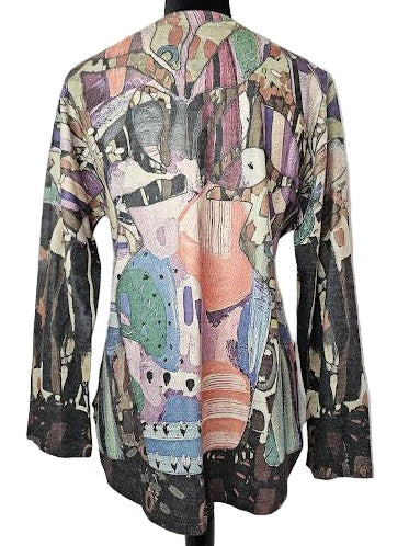 Top Pullover Prisma V-Neck Brushed Mocha Long Sleeve Crew Neck Women'sT644Bm