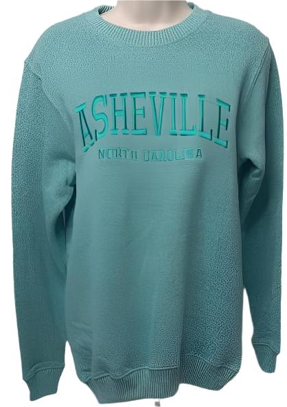 Sweatshirt  Asheville Logo Crewneck Embroidered  Teal on Teal Logo 