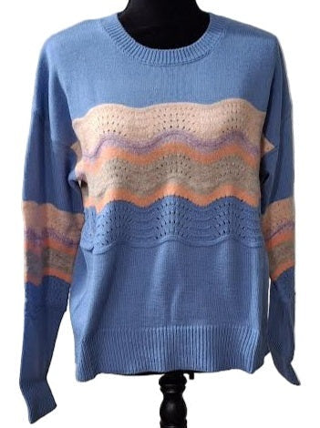 Sweater Sky Blue Ripple Pointelle Wave&nbsp; F25BWL1840