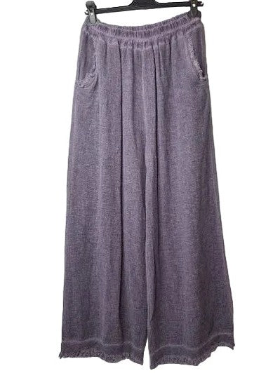 Marisima-Pants Plum Gaucho Gauze&nbsp; 2 Pocket Wide Leg Women's One Size 9339PL