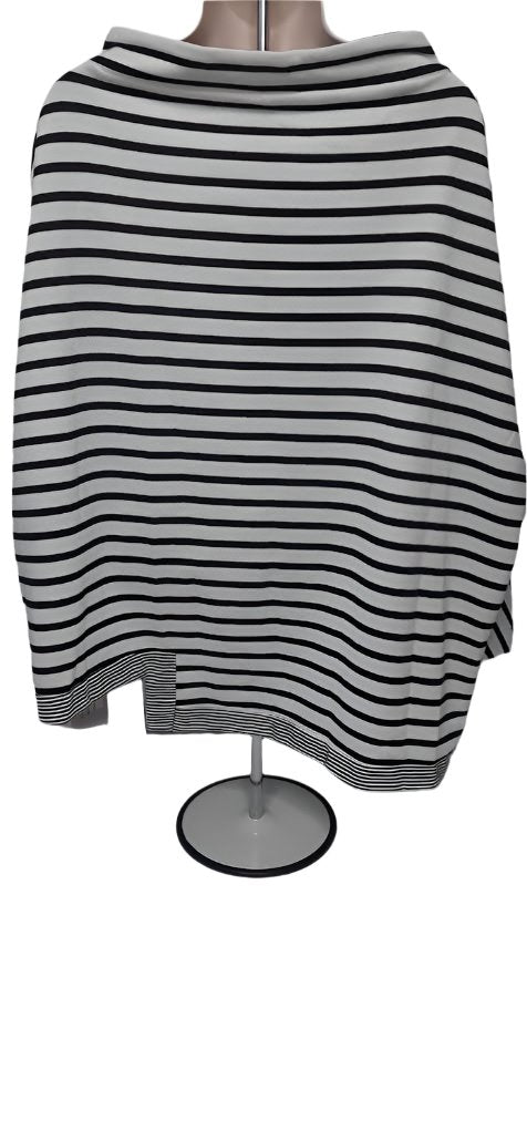 Blouse-Pullover-3/4 Sleeve-Knit-Black/White Stripe-Women's-Fc223229 