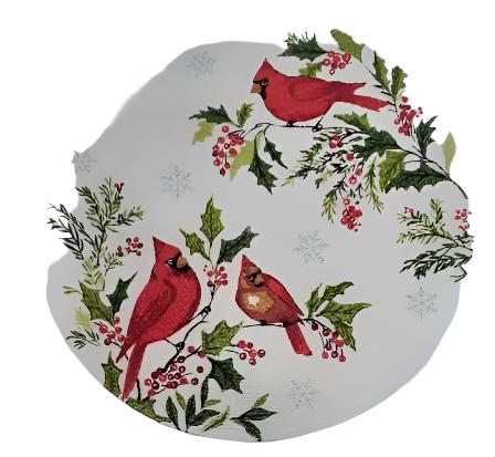 Christmas-Red Cardinal's-14.5" Woven Placemat 