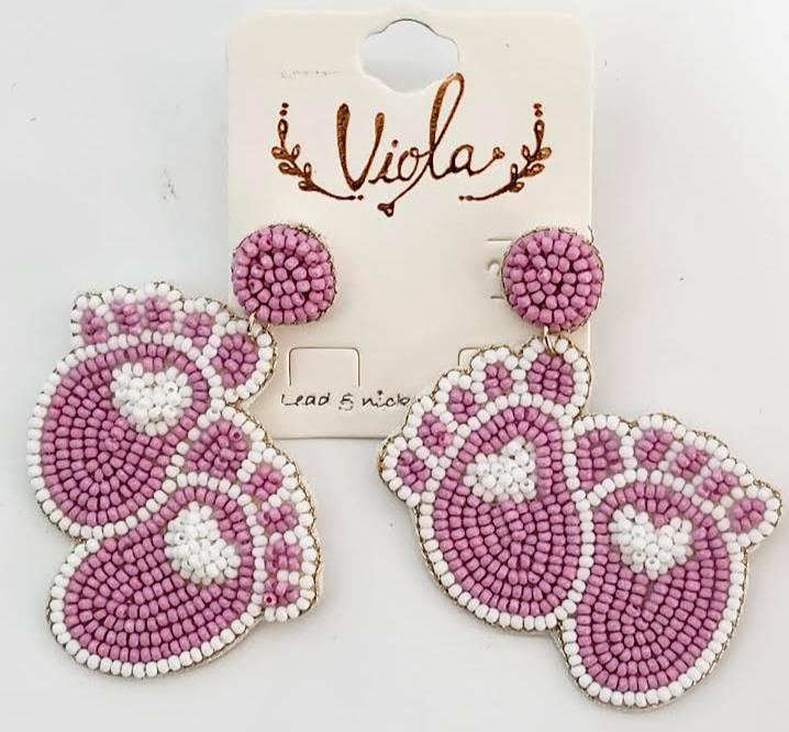 Earing's Girl Foot Prints Pink RT136070PK 