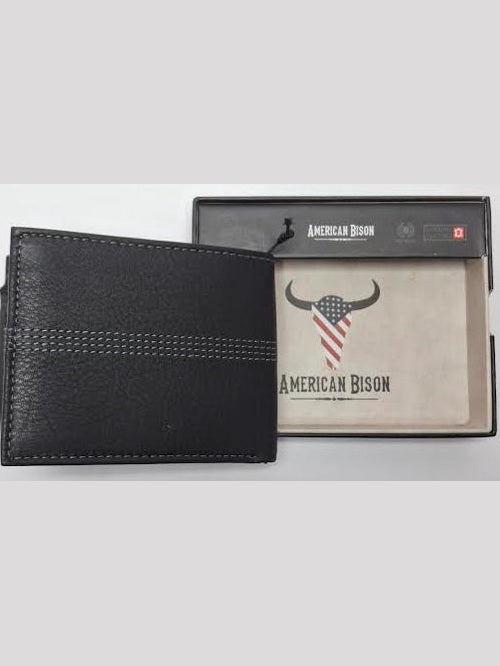 Wallet Bifold Black American Bison Leather Abrp01-502