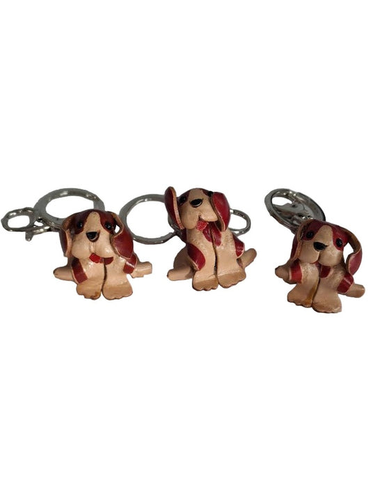 Key Chain Red Brown Dog Leather KC408
