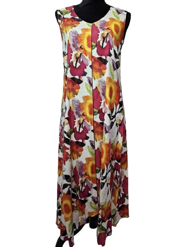 Dress Long Pullover Multi Color Floral Wild Bloom Sleeveless  662-4662