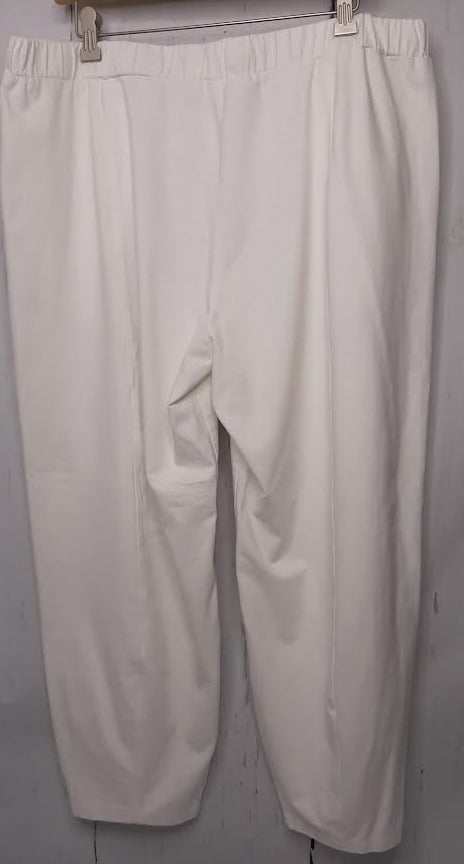 Jess & Jane - WK14 WHITE - Women's Lantern Pants with Pockets - Cotton Span Jersey 