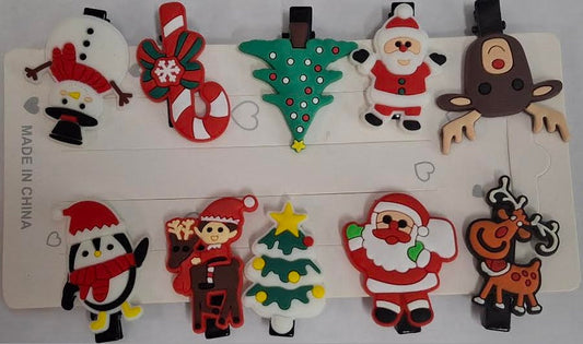  Barrettes/Hair Clips&nbsp; Christmas Styles 10Pc Children's Rtccbs