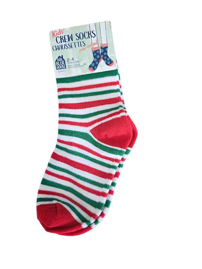 Children's Christmas Socks So3cast001-Candy Cane Stripe Kids Crew Sock 