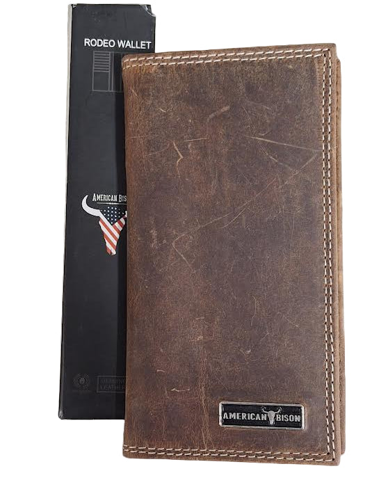 Rodeo Wallet Brown American Bison Leather aBRP01-502