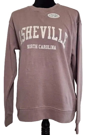 Sweatshirt Mauve Screen Print Asheville North Carolina Burn Wash Bpssm
