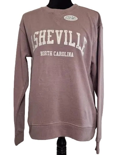 Sweatshirt Mauve Screen Print Asheville North Carolina Burn Wash Bpssm