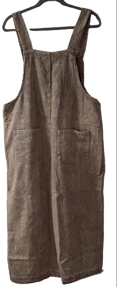 Overalls Corduroy Latte Brown Flower Patch Women's Eb56881