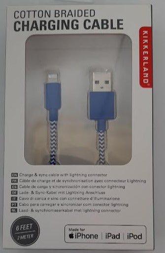 Iphone/Pad/PodCotton Braided Charging Cable-6' 