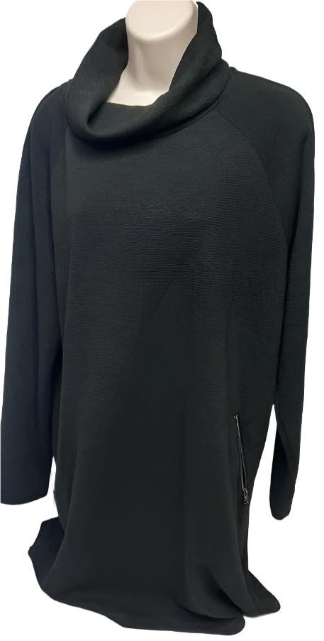 Tunic-Black-Turtle Neck-2 Zippered Pocket-Women's-204911 