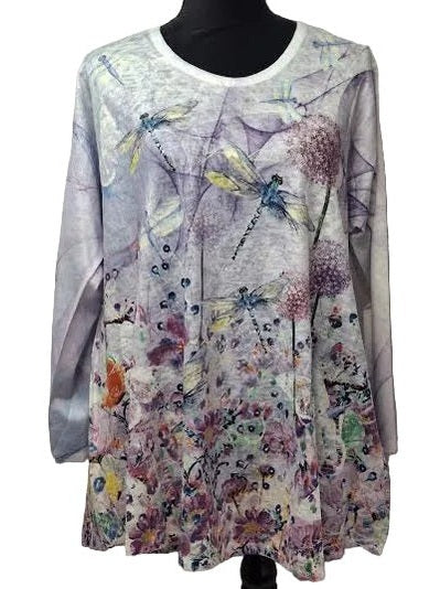 -Shirt Pullover Purple Dragon Flies 3/4 Sleeve&nbsp; Honey C3140887
