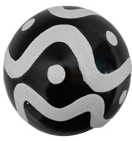 Black/White-4" Christmas Ball Ornament-Plastic 