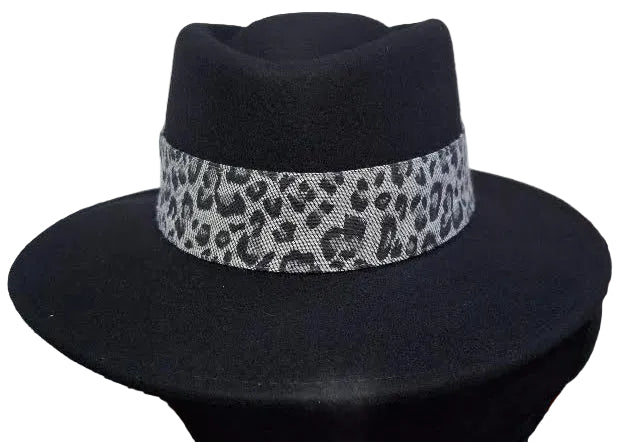 Hat Black Wool Felt Safari 3" Brim Women's-AD1316A
