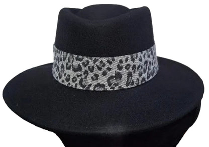 Hat Black Wool Felt Safari 3" Brim Women's-AD1316A