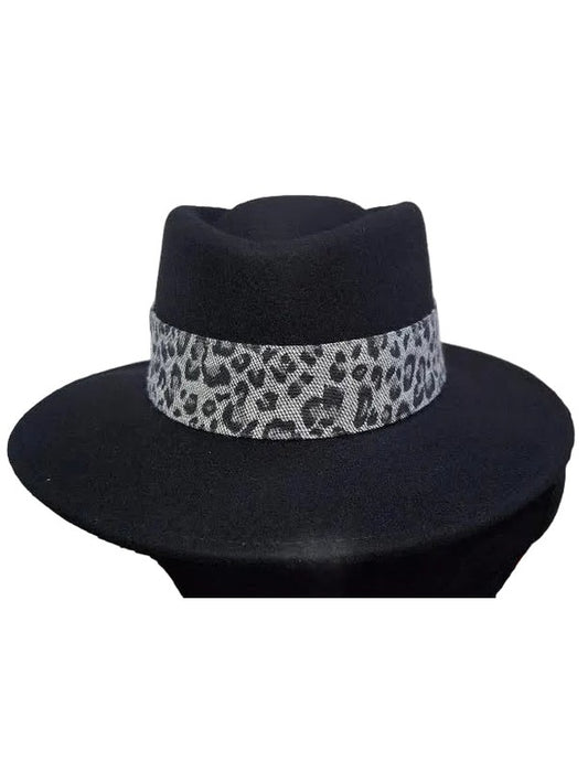 Hat Black Wool Felt Safari 3" Brim Women's-AD1316A