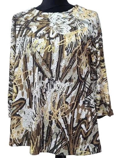 Inoah-Top Pullover Scribble Wood 3/4 Sleeve Nt208fr