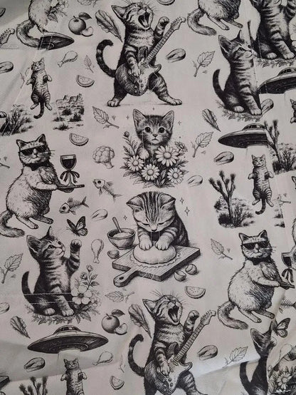 Overalls Monochrome Meow Sketch  Print  AW2675