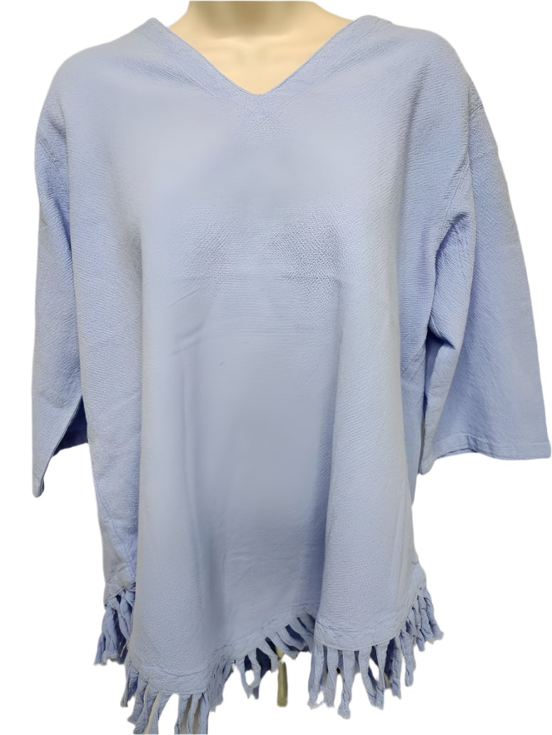 Shirt Lilac 1/2 Sleeve V Neck Fringe Womens 449 