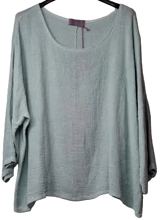 Marisima-Top Pullover Aqua Gauze 3/4 Sleeve&nbsp; Women's One Size 228329
