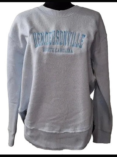 Sweatshirt Hendersonville Logo Ice Blue Nantucket/ Curved Hem  Women's 4656 