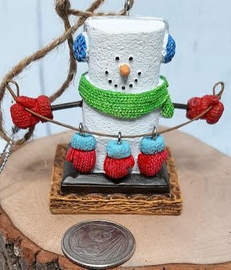 Christmas Snowman Mittens-Smores Ornament 