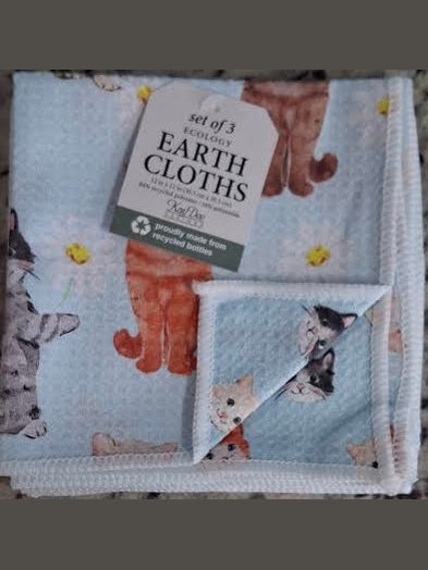 Earth Cloth Cats With Daisies Ecology 3 Pk r8637