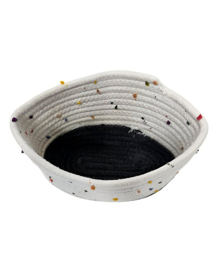 Basket Rope Cotton White / Multi Color Small 9x6x5"
