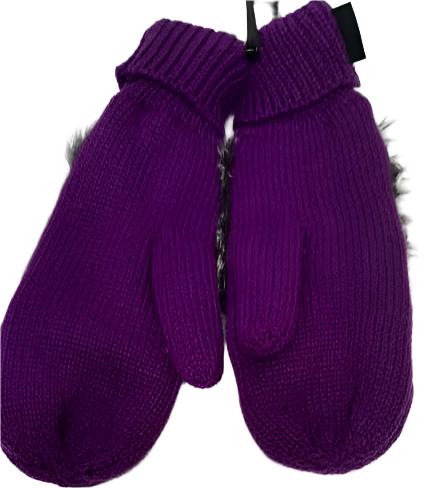 Mittens 3-d Furry Dog Purple Children's 30004 