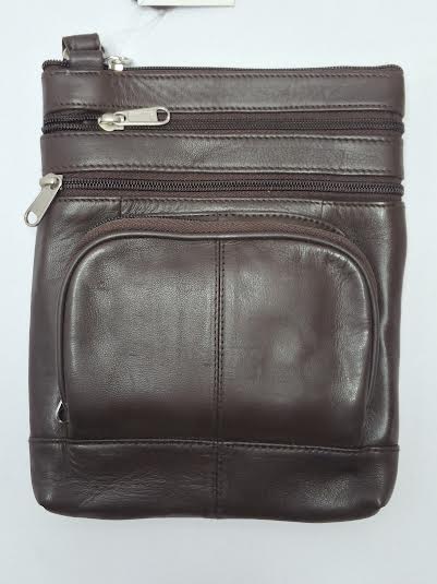 Crossbody Multi Pocket Organizer Brown  Leather 876Bn