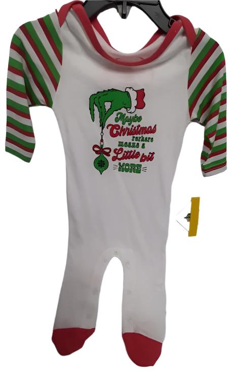 Onsie  White/Green Christmas Grinch  6 Mo Jm22067t 