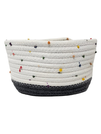 Basket Rope Cotton White / Multi Color Small 9x6x5"