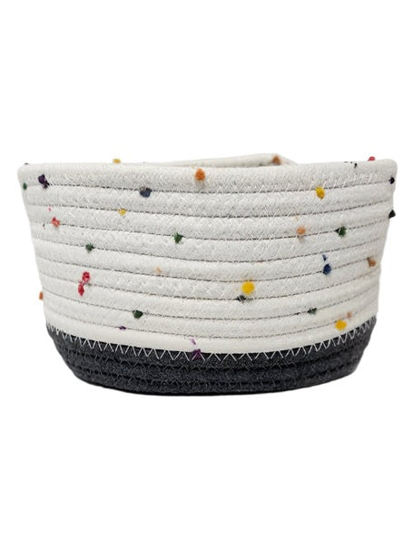 Basket Rope Cotton White / Multi Color Small 9x6x5"
