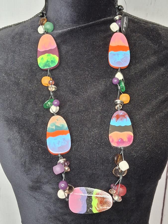Necklace Multi Strand Black Nt467A 